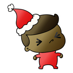 christmas gradient cartoon of kawaii boy