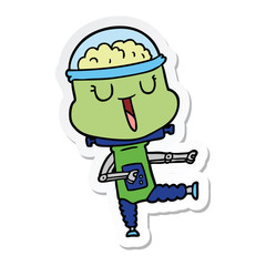 sticker of a happy cartoon robot