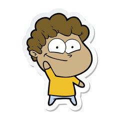 sticker of a cartoon happy man