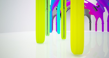 Abstract white and colored gradient  gothic interior. 3D illustration and rendering.