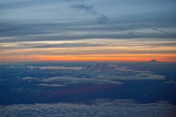 Aerial view of Mt. St. Helens at dawn 