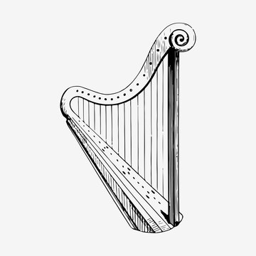 Vintage harp illustration