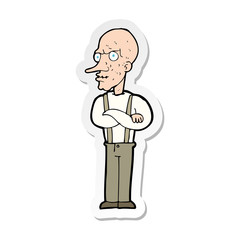 sticker of a cartoon mean old man