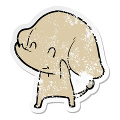 distressed sticker of a cute cartoon elephant
