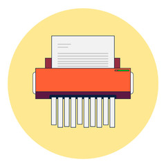 paper shredder confidential icon and private document office information protection. flat vector illustration