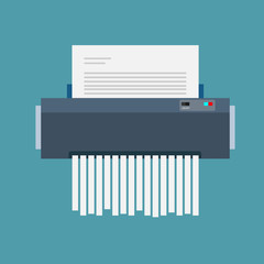 paper shredder confidential icon and private document office information protection. flat vector illustration