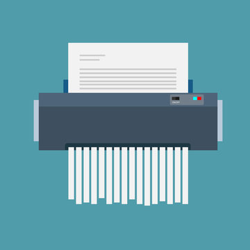 paper shredder confidential icon and private document office information protection. flat vector illustration