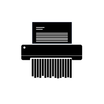 paper shredder confidential icon and private document office information protection. flat vector illustration