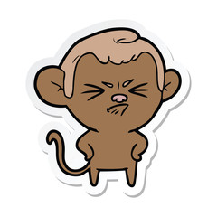 Fototapeta premium sticker of a cartoon annoyed monkey