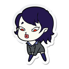 sticker of a cute cartoon vampire girl