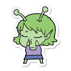 sticker of a cute alien girl cartoon