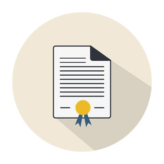 graduation certificate diploma, certificate diploma icon white isolated on white background. Vector diploma illustration