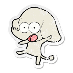 distressed sticker of a cute cartoon elephant