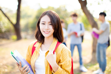 portrait of  Asian college student on campus
