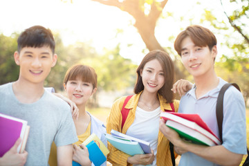 portrait of  Asian college students on campus