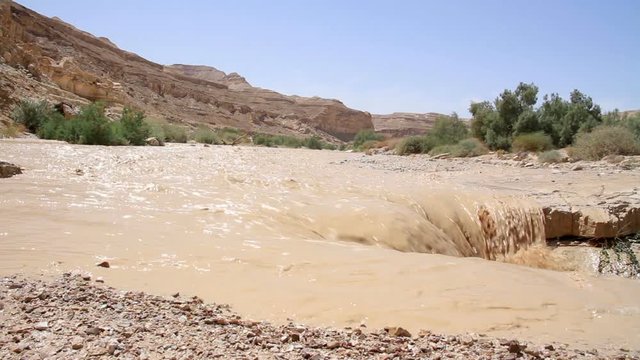 Flash flood in Nahal Zin Negev Israel