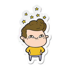 sticker of a cartoon excited man