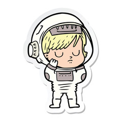 sticker of a cartoon astronaut woman