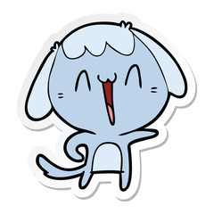 sticker of a cartoon laughing dog