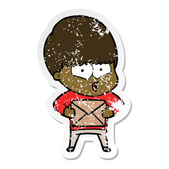 distressed sticker of a cartoon happy boy