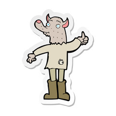 sticker of a cartoon funny werewolf