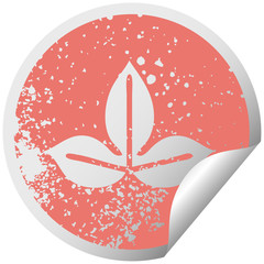 distressed circular peeling sticker symbol autumn leaf