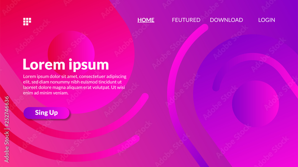 Poster purple wave curve gradient fluid modern background for landing page