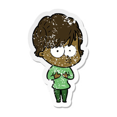 distressed sticker of a cartoon woman