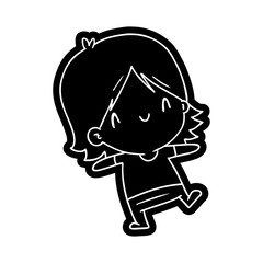 cartoon icon of a cute kawaii girl