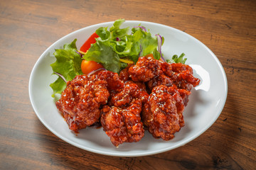 ヤンニョムチキン Korean spicy chicken  (Yangnyeom Chicken)