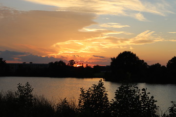 sunset over the lake