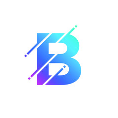 Letter B Glitch Style Alphabet Modern Font Logo Vector Icon  - 252746642