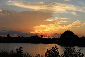 sunset over the lake