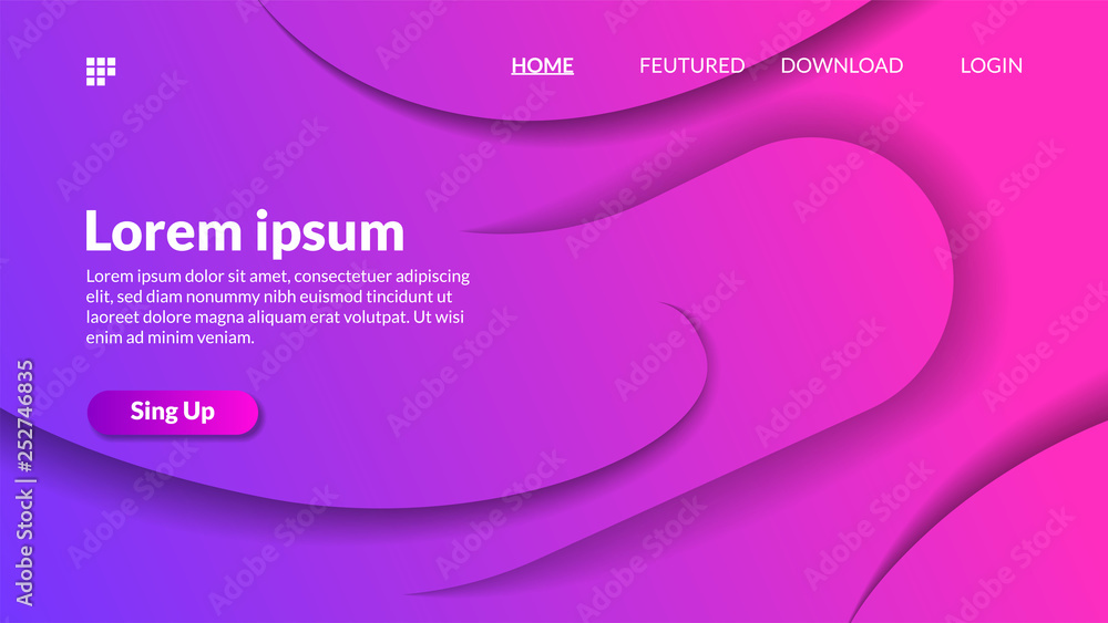 Poster purple wave curve gradient fluid modern background for landing page