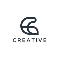 Letter C vector line logo design. Creative minimalism logotype icon symbol.
