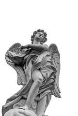 Fototapeta na wymiar European church winged angel sculpture