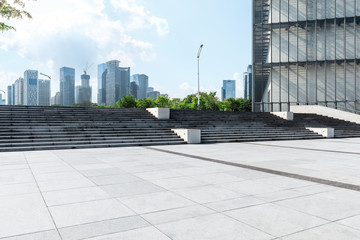 Fototapeta premium Empty square floor with panoramic city skyline in Shenzhen,china
