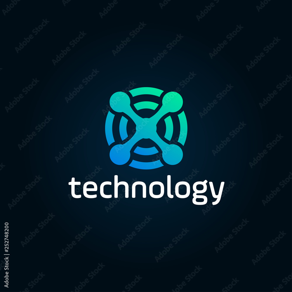 Aufkleber technology logo simple tech design. vector creative abstract for construction technology or logo tem