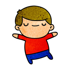 textured cartoon of a kawaii cute boy