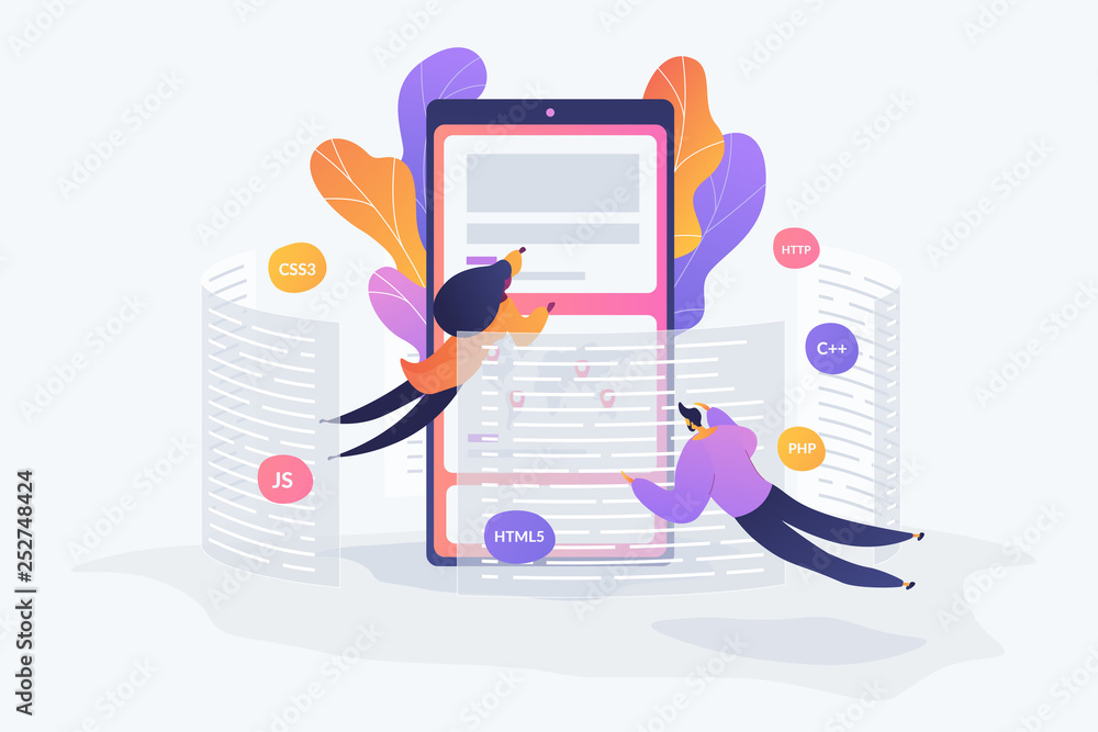 Poster front end development it concept vector illustration