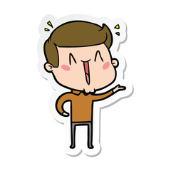 sticker of a cartoon excited man