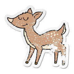 distressed sticker of a cartoon deer