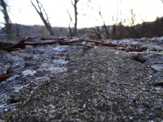Aussicht von einer Steinmauer