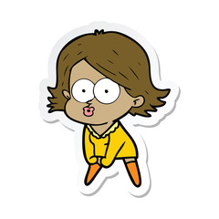 sticker of a cartoon girl pouting
