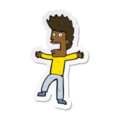 sticker of a cartoon terrified man
