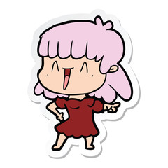 sticker of a cartoon woman