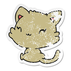 distressed sticker cartoon of cute kawaii kitten