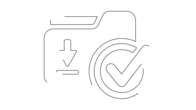 Checked folder download animated linear symbol icon 4K