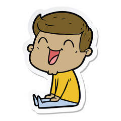 sticker of a cartoon man laughing