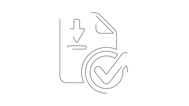 Checked file download animated linear symbol icon 4K